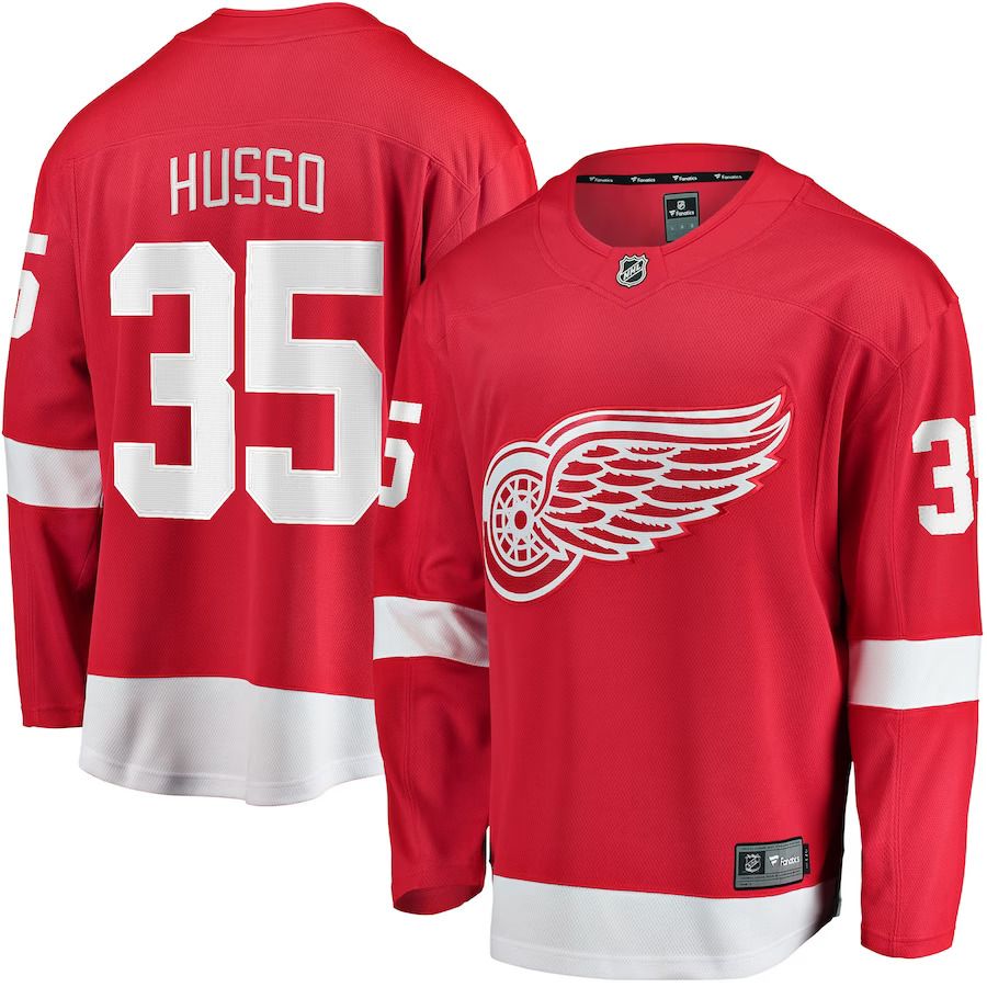 Men Detroit Red Wings #35 Ville Husso Fanatics Branded Red Home Breakaway Player NHL Jersey